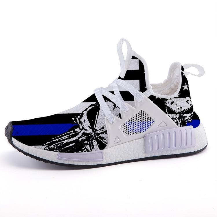 American Flag Thin Blue Line Punisher Skull Patriotic Nomad Shoes
