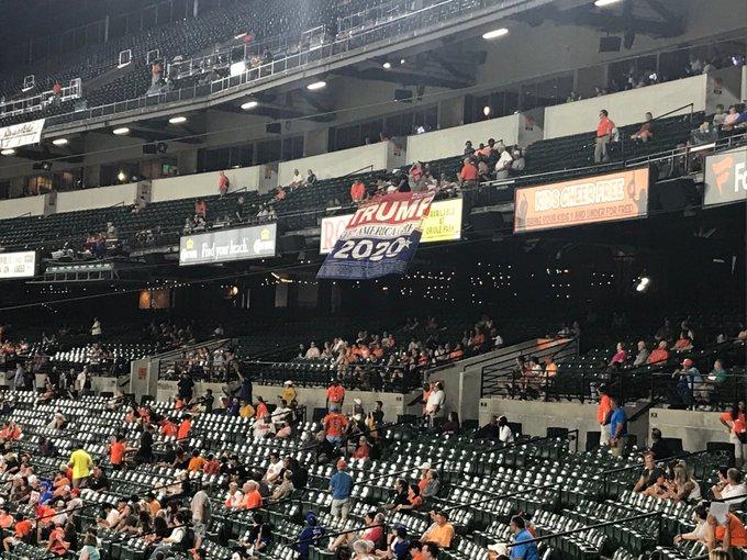 Pro-Trump Supporters Forcefully Removed From Orioles Game for Waving Trump 2020 Banner