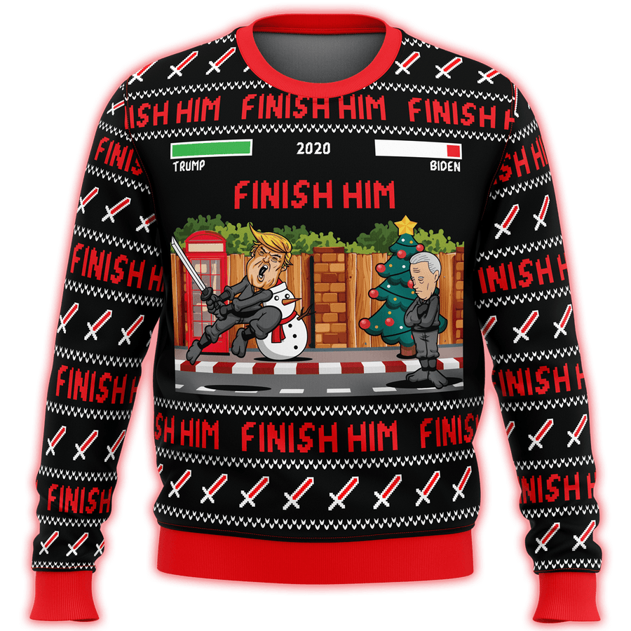 Trump Finish Him Premium Ugly Christmas Sweater