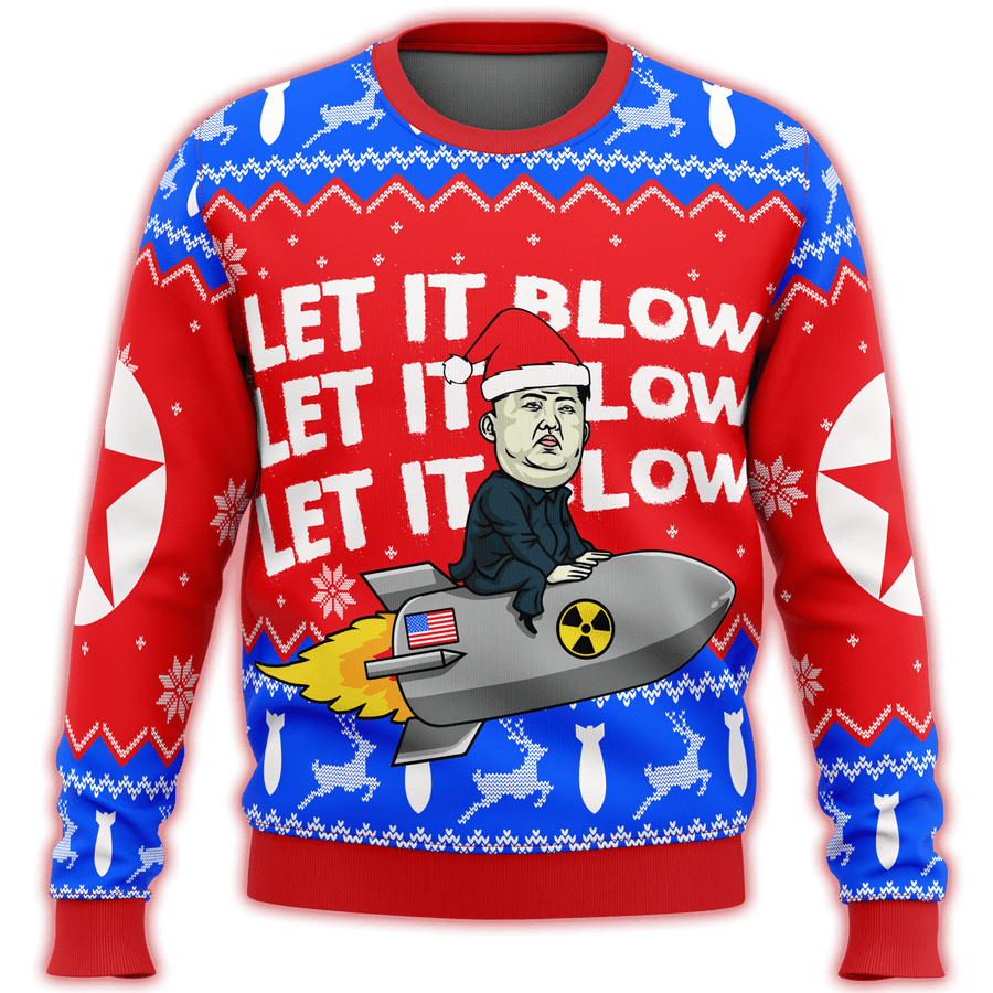 Kim Jong Un Let It Blow Premium Ugly Christmas Sweater